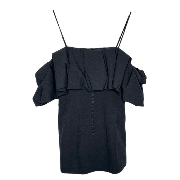 Jonathan Simkhai Puff Off Shoulder Mini Dress Black Size 4 NEW - Picture 7 of 15